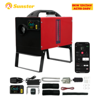 8KW Parking Heater 12V/24V/220V Portable Diesel Air Heater With Bluetooth APP Base Bracket Automatic Start&Stop For Home Tent RV