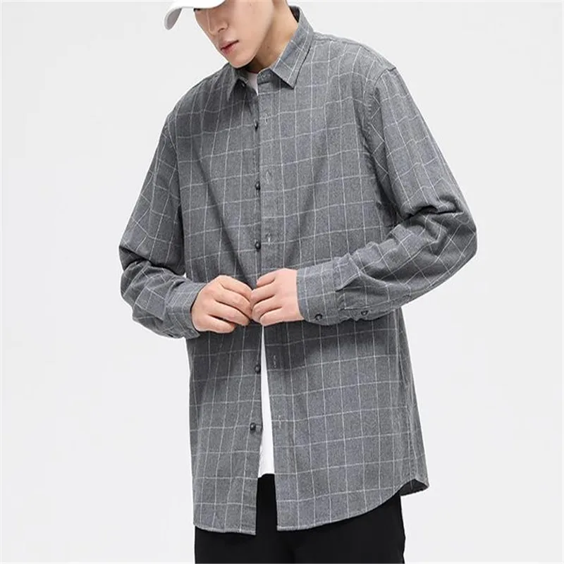 

Spring and Autumn Retro Casual Brushed Plaid Long Sleeved Shirt For Men Popular Versatile Casual Fashion Shirt Men Top Clothing