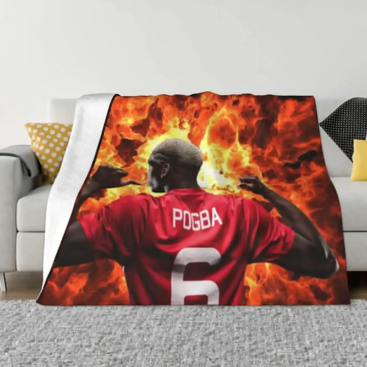 

Paul Pogba Art Throw Blanket Luxury Thicken Bed covers Giant Sofa Decorative Sofas Blankets