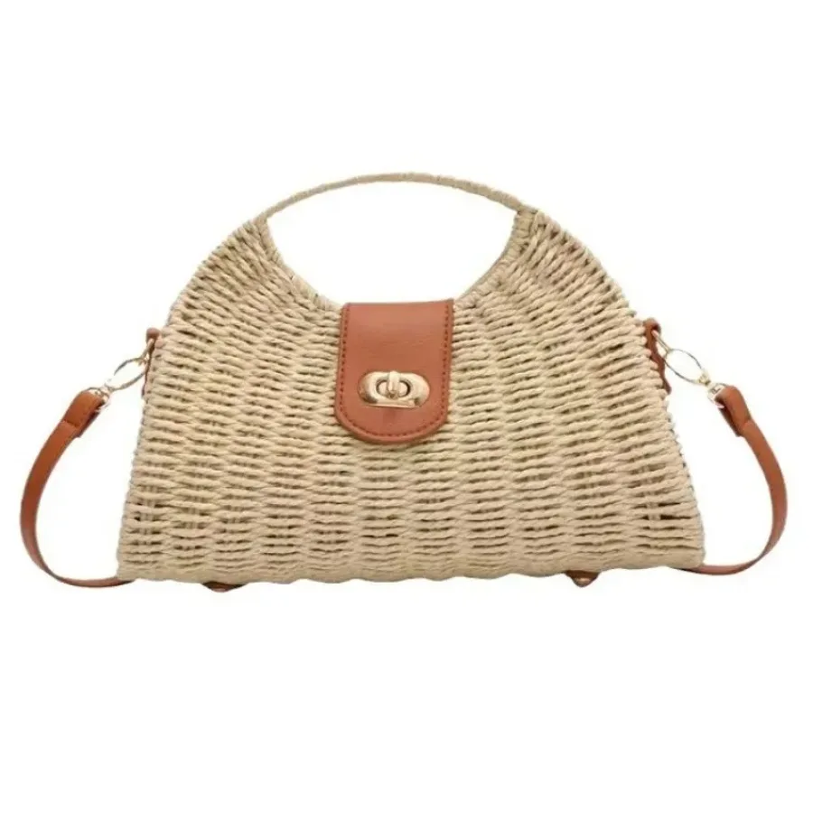 

New fashion casual shoulder straw bag niche handbag vacation beach bag simple daily straw diagonal cross show women's bags