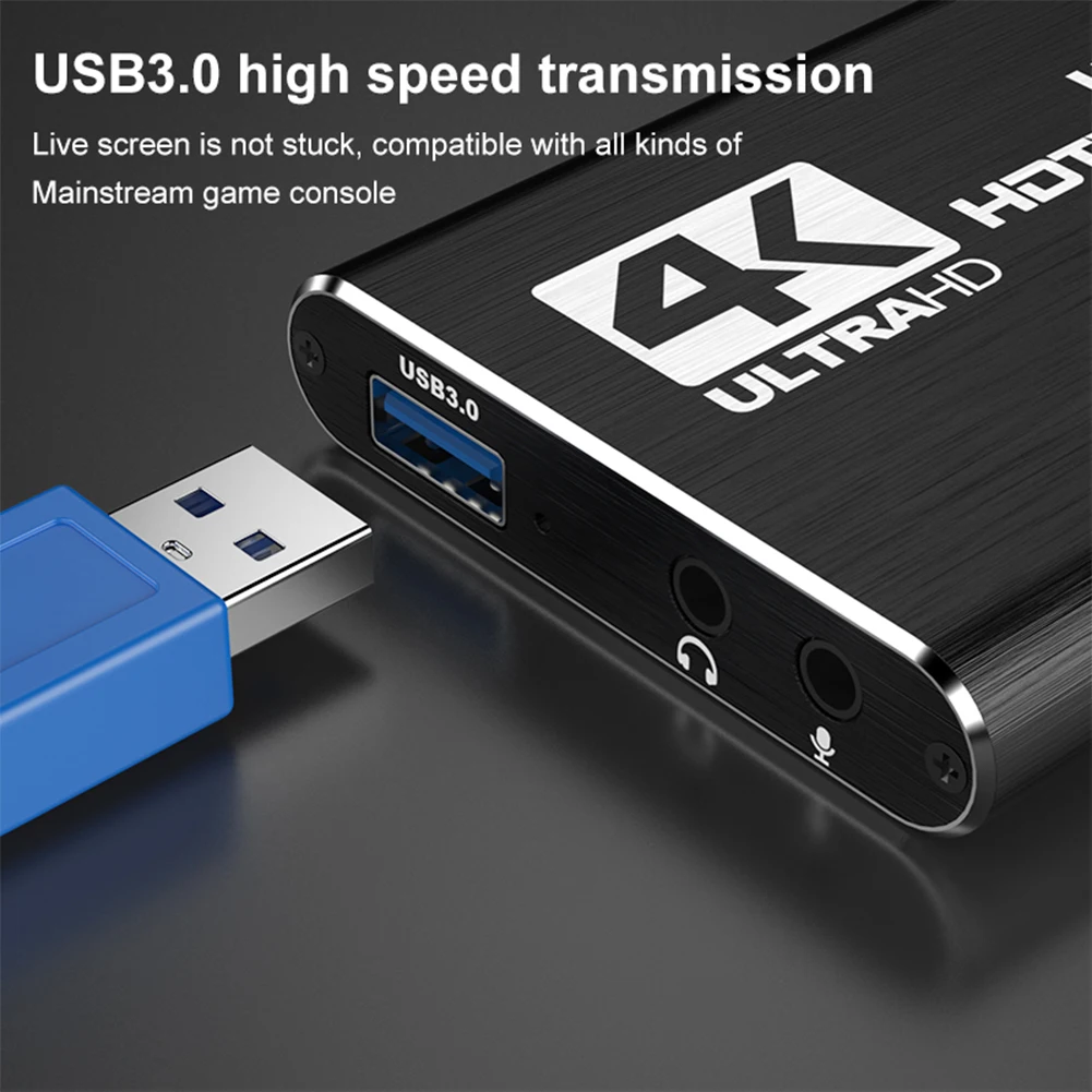 USB 3.0 4K HDMI-Compatible Capture Card 1080P 60FPS Game Capture Card Gaming Capture Card Works for PS4/Camera/PC