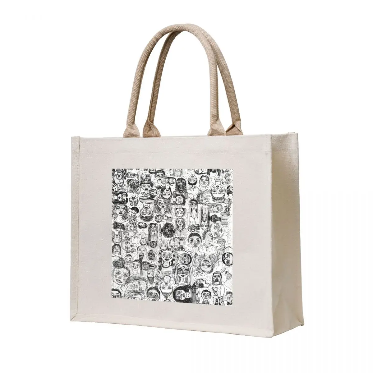 

line work people b&w print Tote Bag great bag Canvas shoulder bag Women's shopping