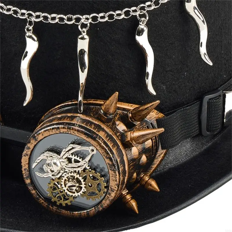 Einzigartiger Steampunk-Hut mit Totenkopf-Design, Unisex-Modehut für Cosplay und Halloween Y08E – Detail 9