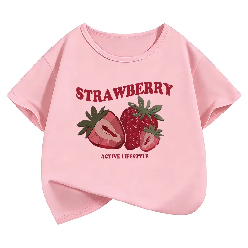 Y2k Strawberry Funny T Shirts 90s Short Sleeve Kids Children's T-shirt Boys Girls Summer Spring Casual Top Tee Shirt