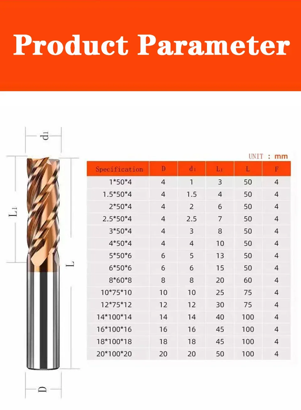 SLUGB Corner Rounding End Mill Carbide CNC Router Bit HRC45-65 4-Flute Nano Coating Milling Tool