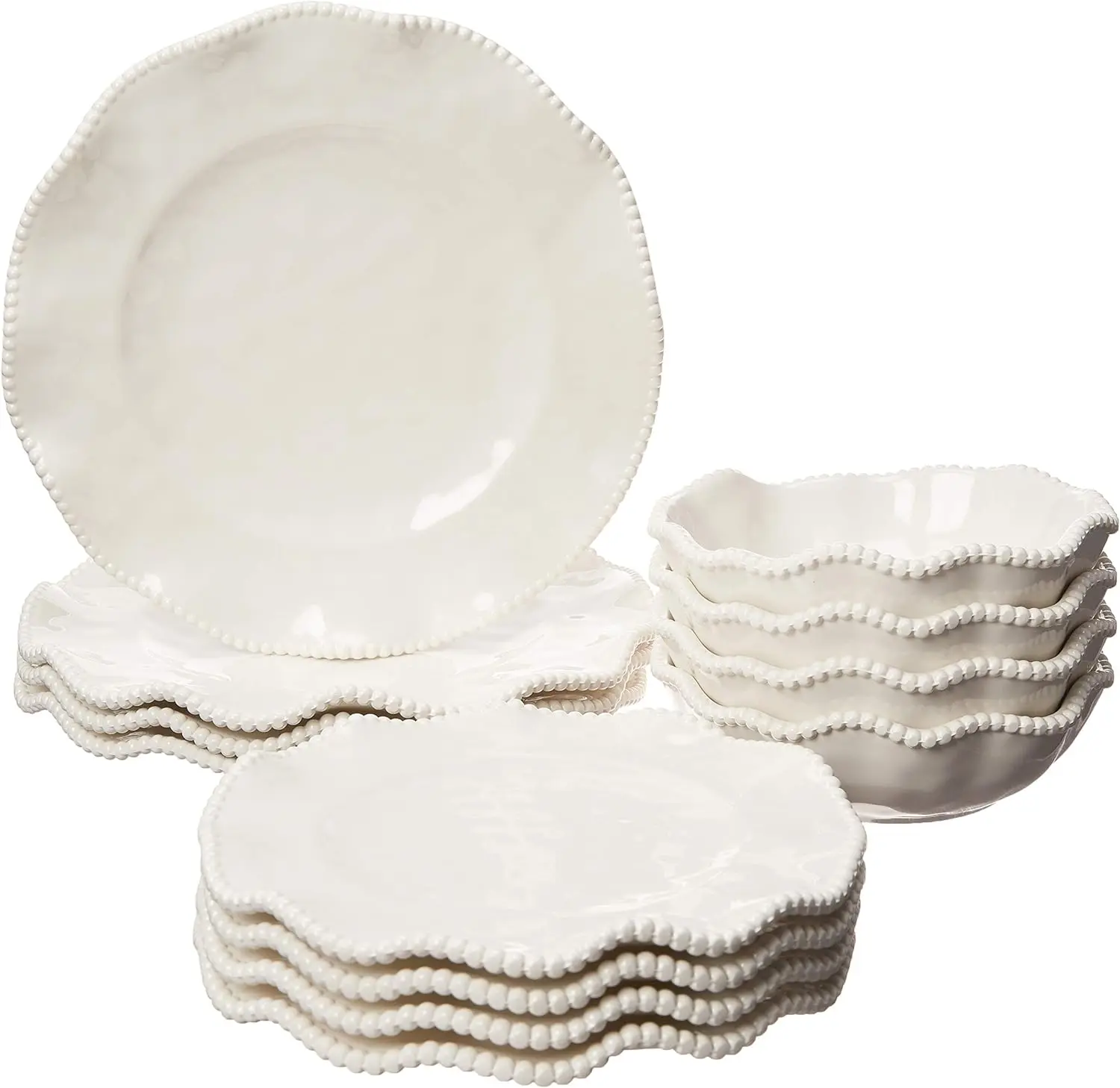 

12 pc Melamine Dinnerware Set, Glossy, Service for 4