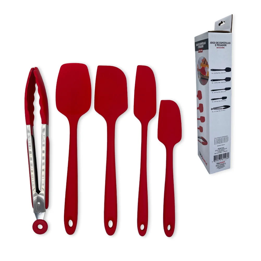 Set Of Spatulas And Sticker In Silicone Unyhome 5 Pieces-RED