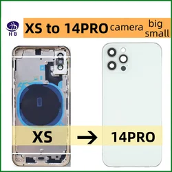 For iPhone XS to14 Pro Big camera Housing Rear Battery Midframe Replacement XS Like 14PRO Back Cover XS Modify Become To 14 PRO