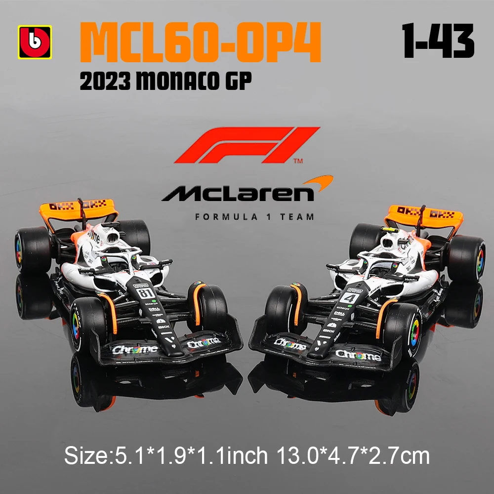 

Bburago 1:43 Alloy car model 2023 McLaren F1 Team MCL60 4# Lando Norris 81# Oscar Piastri Formula One Alloy Super Toy Die cast