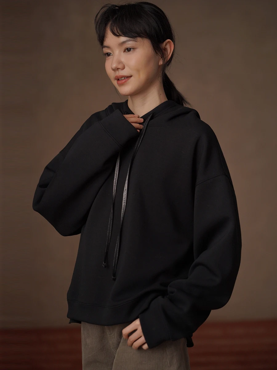 

Женская толстовка Hacikis Miss Universal Basic Loose Slimming Color Blo с длинными рукавами, повседневная, удобная, из смесового полиэстера