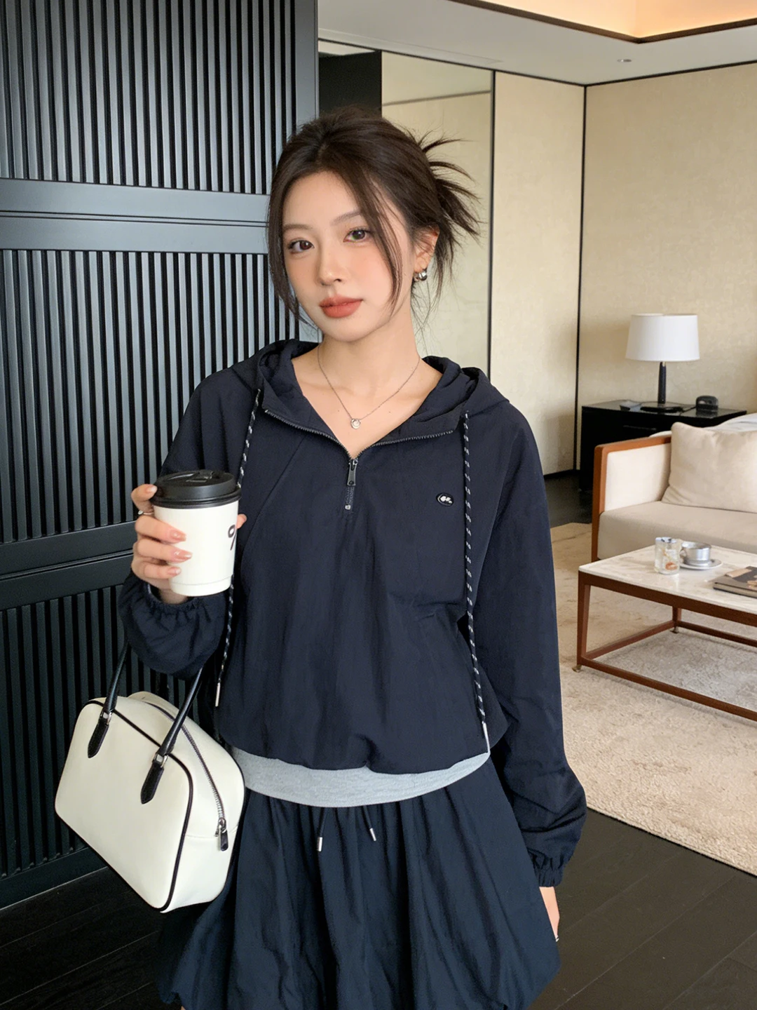 

Casual Loose Fit Color Blo Hoodie And Pants Set Breathable Autumn Wear for Women High Waist Trousers f Open Cardigan