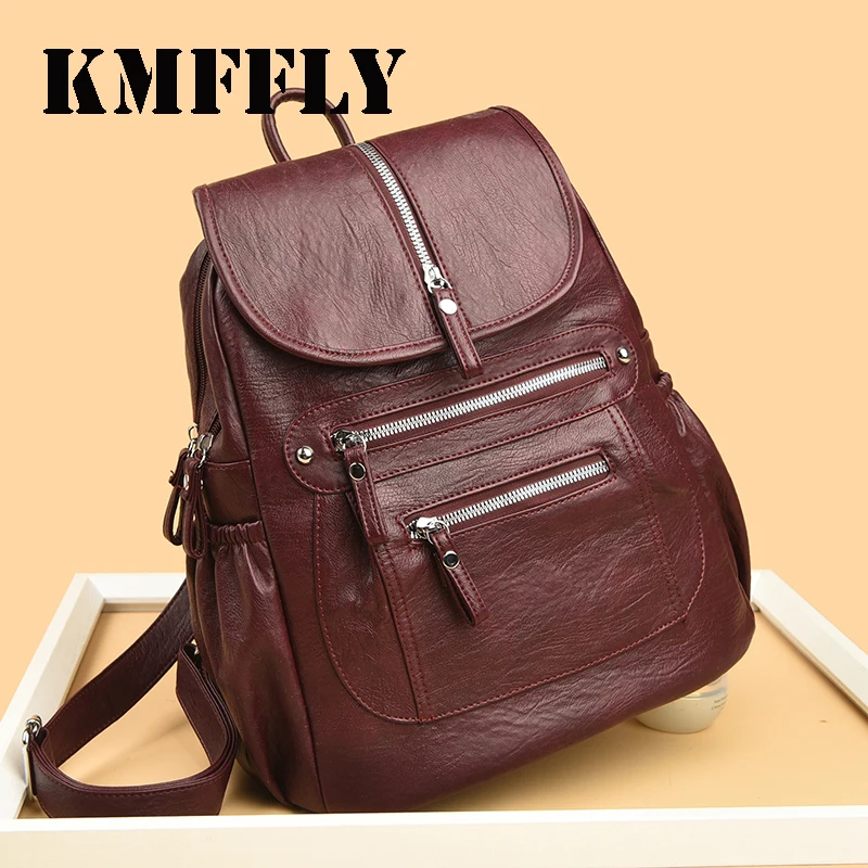 Backpacks Casual Backpack High Quality Bagpack Soft Leather Women Large Capacity Shoulder School Bags Back Pack Girls