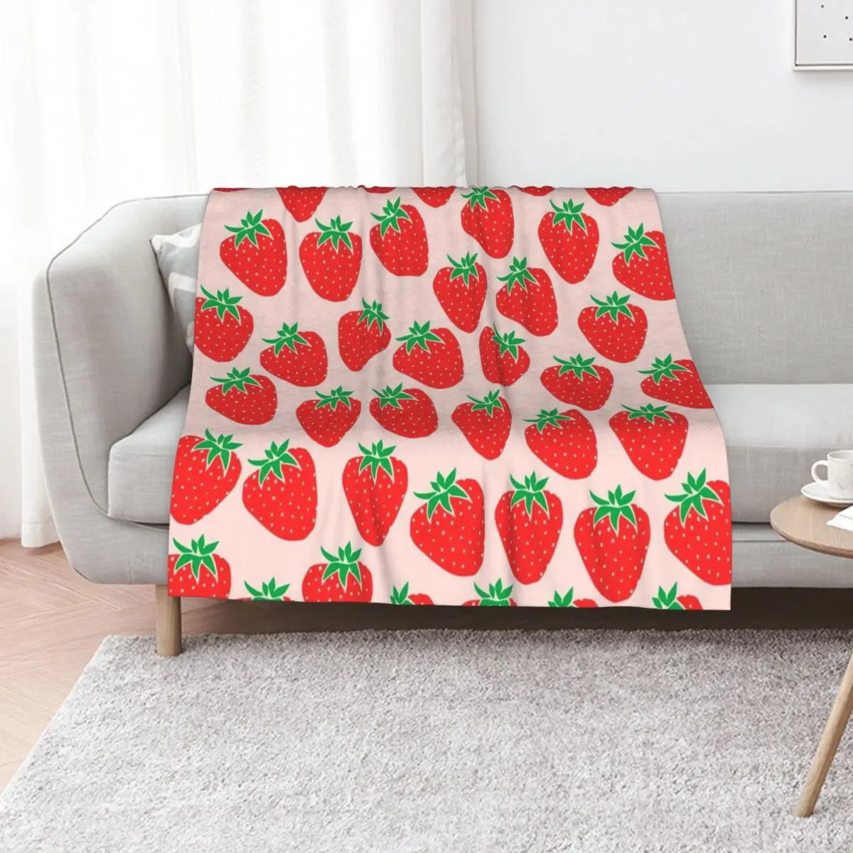 

Cute Strawberry Throw Blanket Flannel Furrys Large Luxury Thicken Blankets