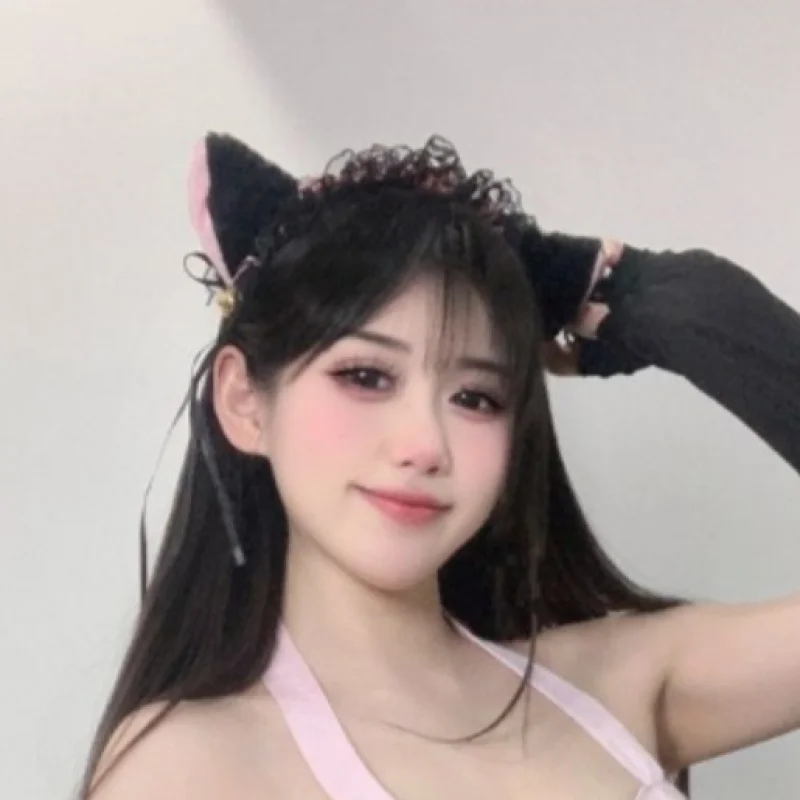 

Cute Cat Ear Headband Lolita Soft Girl Maid AccessoriescosLace Flowing Bell Headband Hair Accessory for Women
