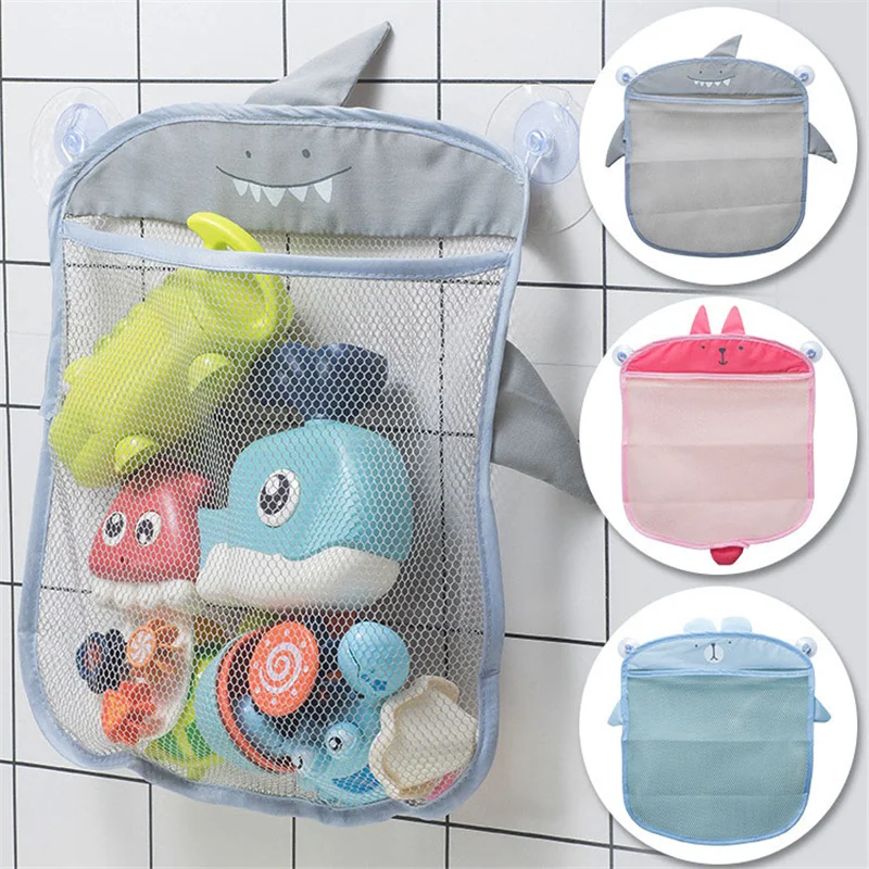 Cartoon Mesh Net Baby Shower Toys Storage Bag Suction Cups Home Bathroom Portable Kid Bathtub Doll Organizer Free Shipping