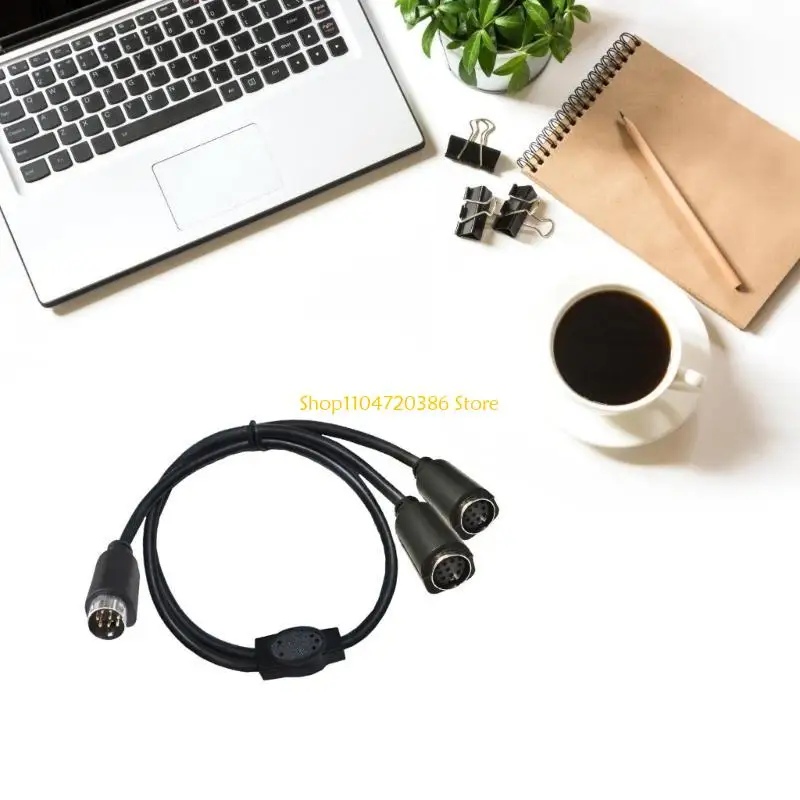 K0EA DIN 8Pin Splitter Cable Adapter Cable 8 Pin S-Video Cord for Keyboards and Electric Piano Double Output