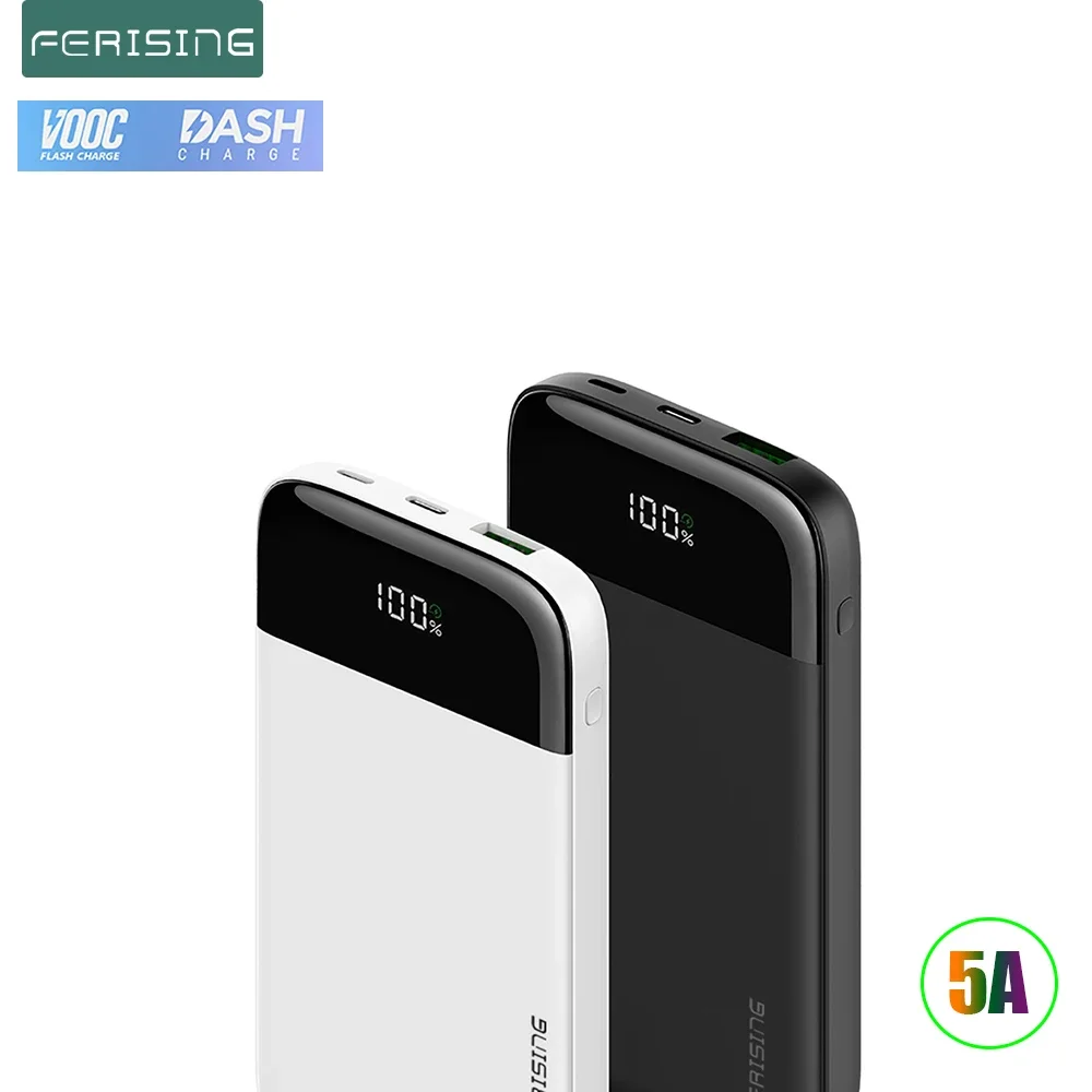 

FERISING-Portable Power Bank, External Battery, Powerbank for iPhone, Xiaomi, Oneplus, VOOC Charger, 10000mAh, 20W, 22.5W