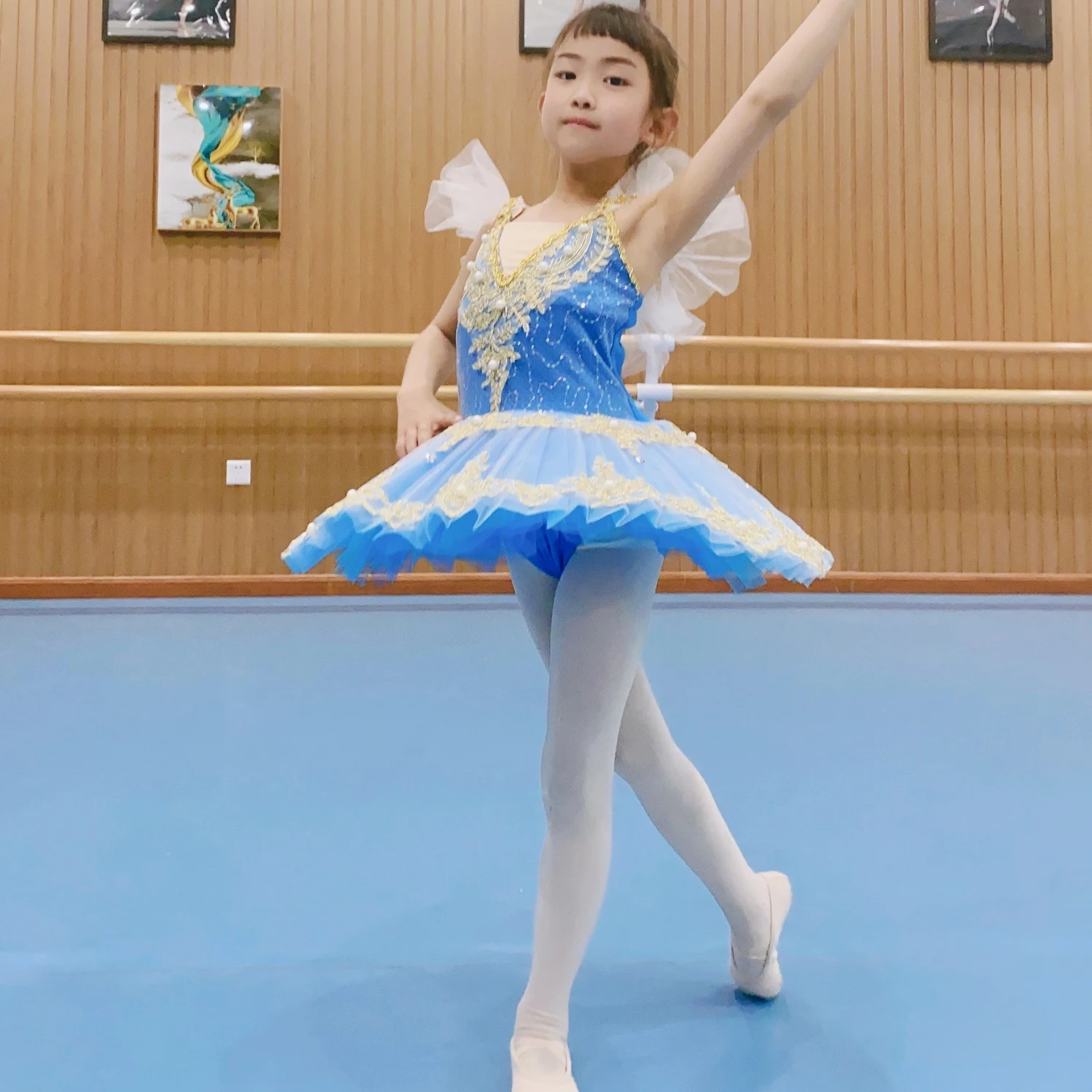 Professional Ballet Tutu Girl Kids Child Blue White Swan Lake Pancake Princess BALLERINA Party Dress Ballet Dance Costume