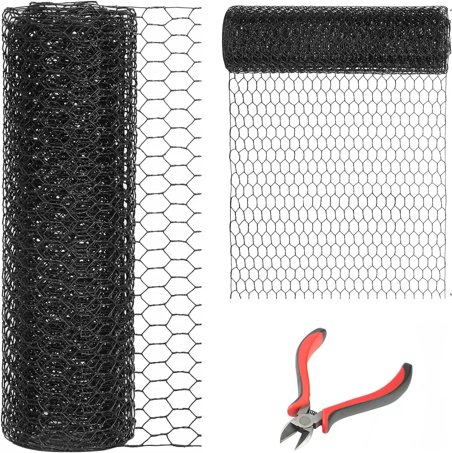 

48'' x 150' Black Galvanized Chicken Wire Mesh Fence Roll for Garden, Crafts, and Pet Protection