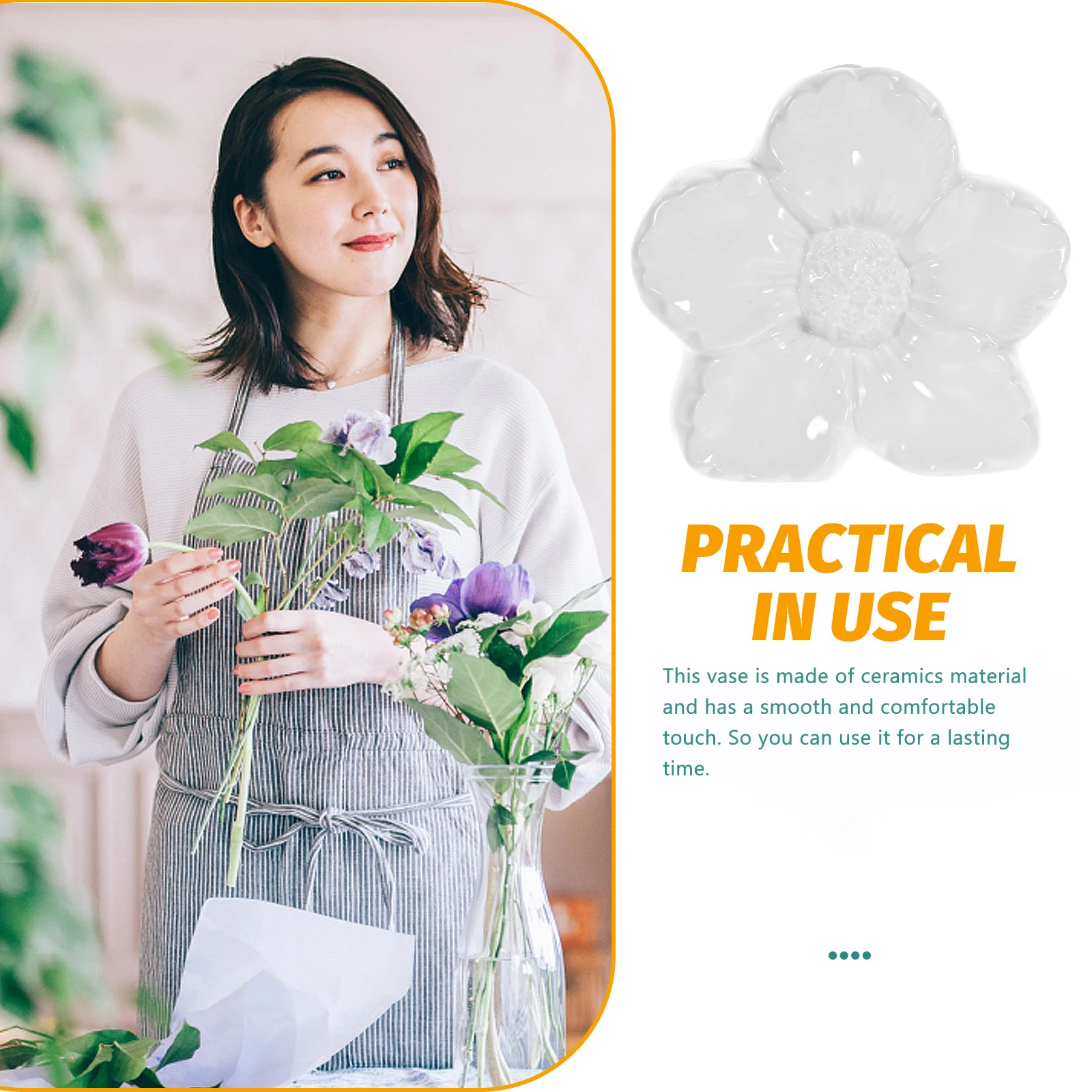 

Ceramic Flower Shape Vase Decorative Home Office Ornament Modern Design Artistic Gift for Festivals Weddings Parties