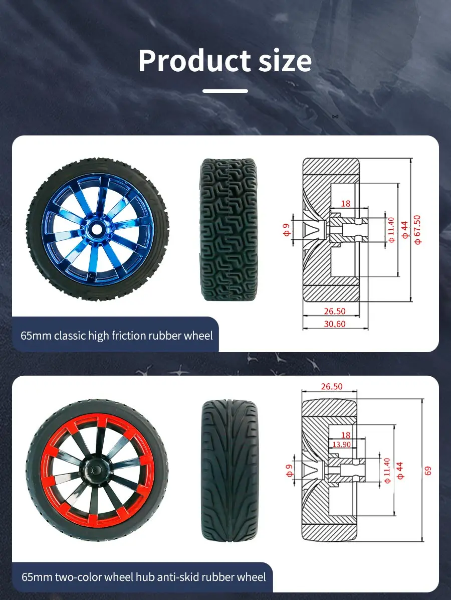 65mm 85mm High Grip Gummireifen Reifen 97mm Mecanum Rad mit Sechs kant kupplung für DIY Stiel Roboter Auto Chassis Spielzeug teile – Detail 8