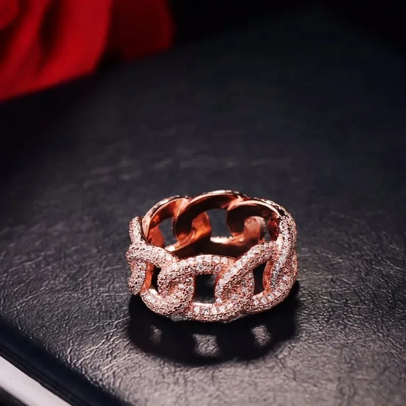 Luxury Hiphop Cross Promise Ring 925 Sterling Silver Pave Simulated Diamond Party Wedding Band Rings for Women Men Jewelry