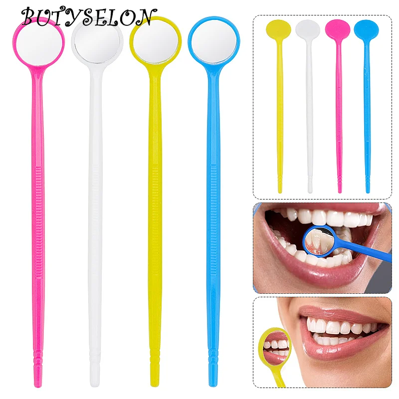 5pcs Eyelash Extension Check Makeup Mirror Teeth Cleaning Oral Inspection Hand Mirrors Plastic Handle Lash Lifting Beauty Tool