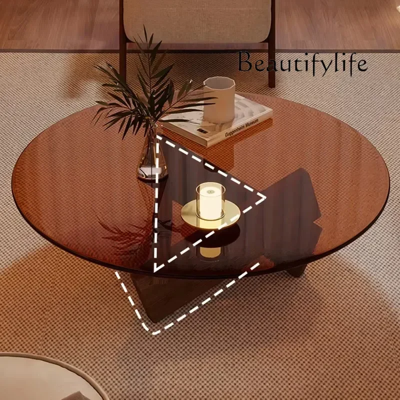 T الحد الأدنى طاولات القهوة لغرفة المعيشة تصميم ديكور طاولات القهوة الزجاجية الاكريليك أثاث Mesas De Centro Para Sala #4