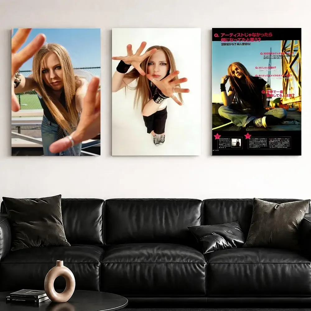 Singer A-Avril Lavigne Framed Wall Painting Ready to Hang Canvas Poster Wall Art for Bedroom Living Room Hallway Home Decor