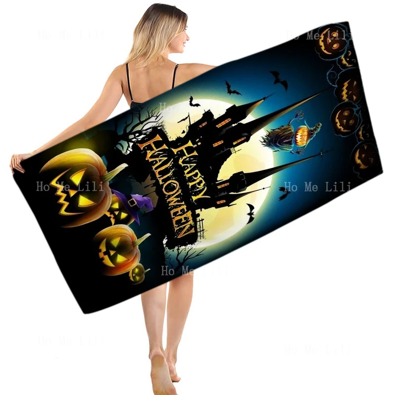 Halloween House Jack O 'Lantern Decorated Jack-O-Lantern Hippie Magic Castle Quick Drying Towel Fit For Fitness