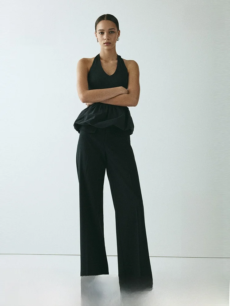 

H&M Summer New Women's Suit Pants 1326072 Elegant Professional Fashionable High Waist Straight Leg Trousers for Women