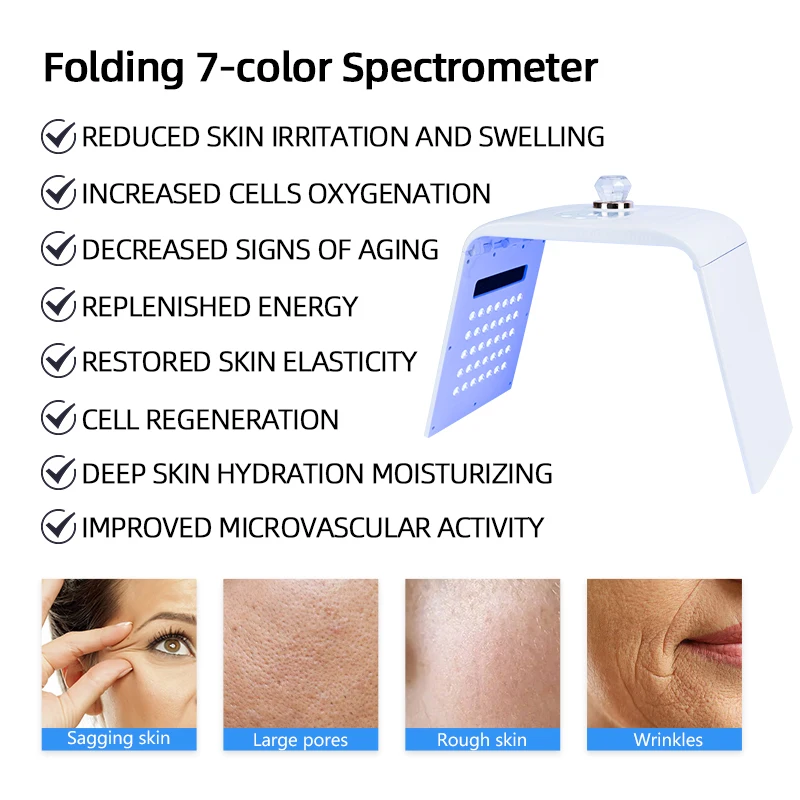 美容ツール 保湿とスキンスミングの第一選択 折りたたみ式 LED マスク PDT クールナノミスト水補給スプレー分光計付き