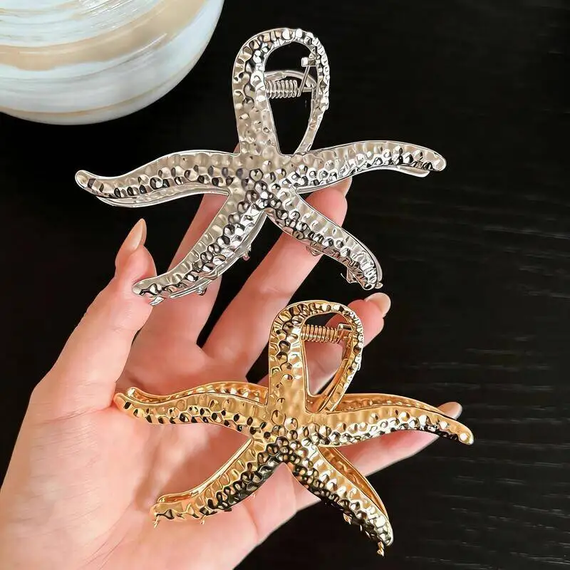 Elegante Haarspangen im Seestern-Design, trendige goldene Herz-Haarklammern, große Haarspangen, Haar-Accessoires für Frauen, Geschenke
