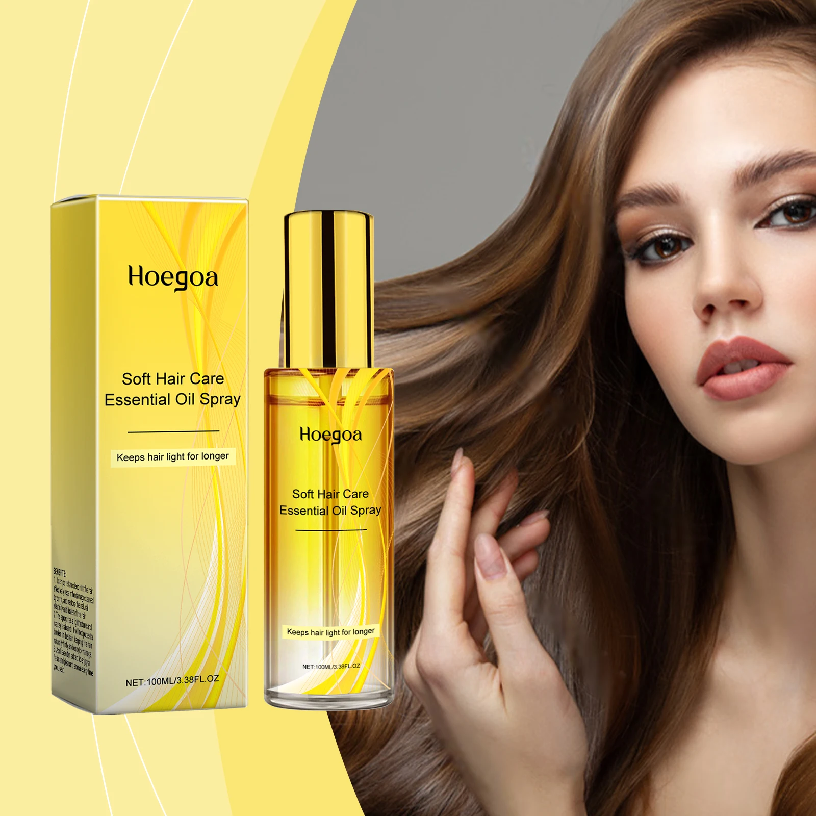 Hoegoa Golden Marigold Hair Oil Spray Lightweight Daily Use Nourishing Shine Smoothing Dry Frizzy Hair Care