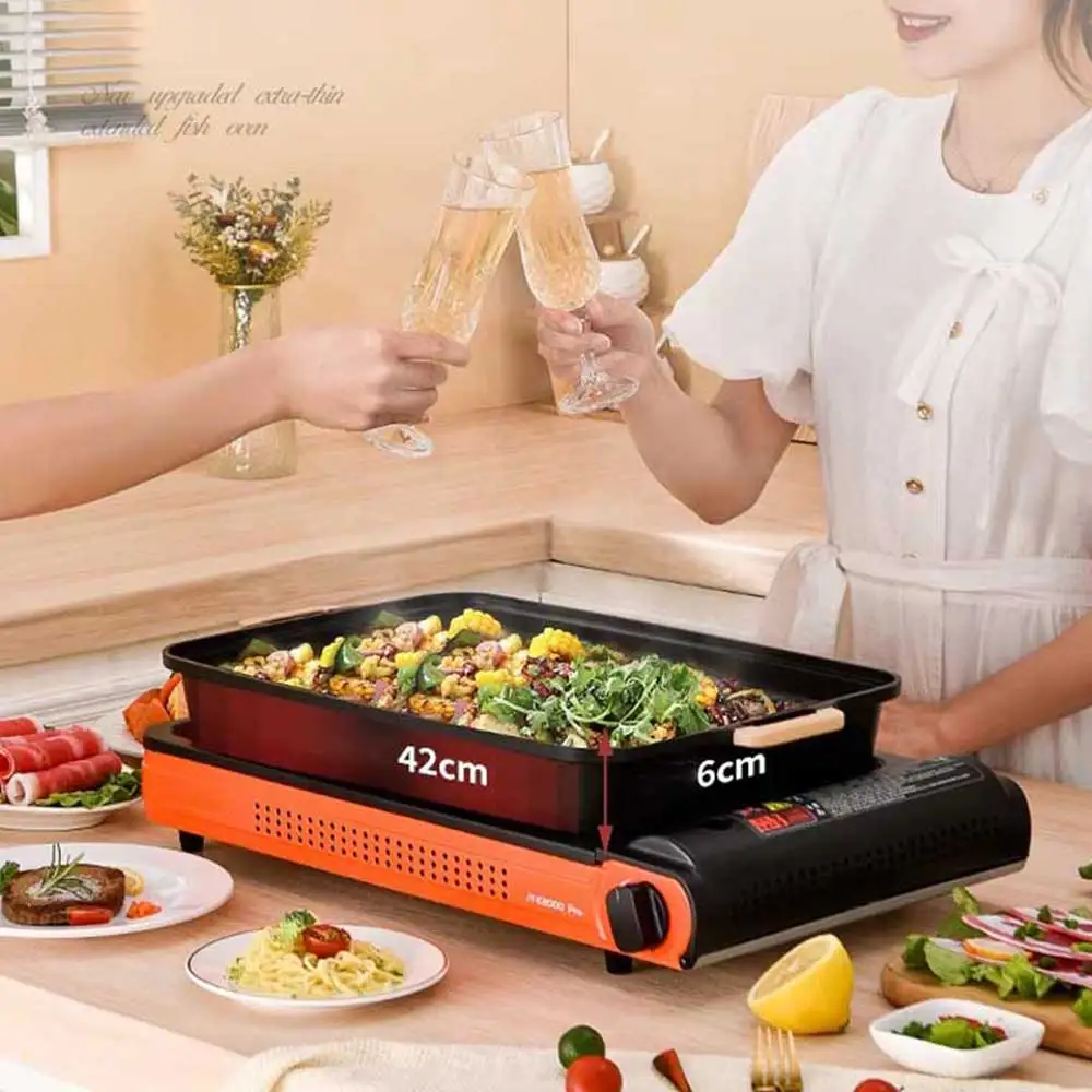 المنزلية متعددة طباخ إناء/ قدر شواء الغاز الأسماك المشوية موقد آلة كاسيت الشواء التجارية