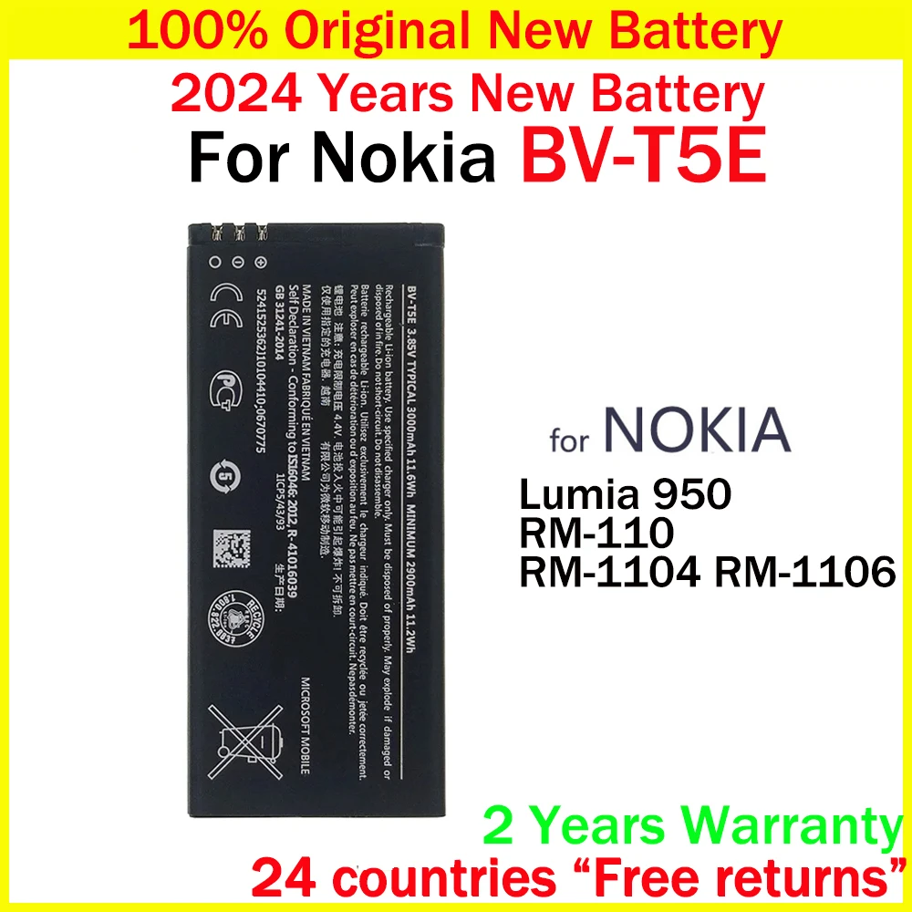 

New Original Battery BV-T5E 3000mAh Replacement Battery For Nokia Lumia 950 RM-1104 RM-1106 RM-110 McLa BVT5E