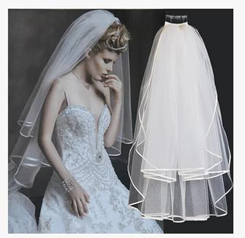 Short Wedding Two Layers Satin Edge Birdcage Veil Bridal High Quality Tulle