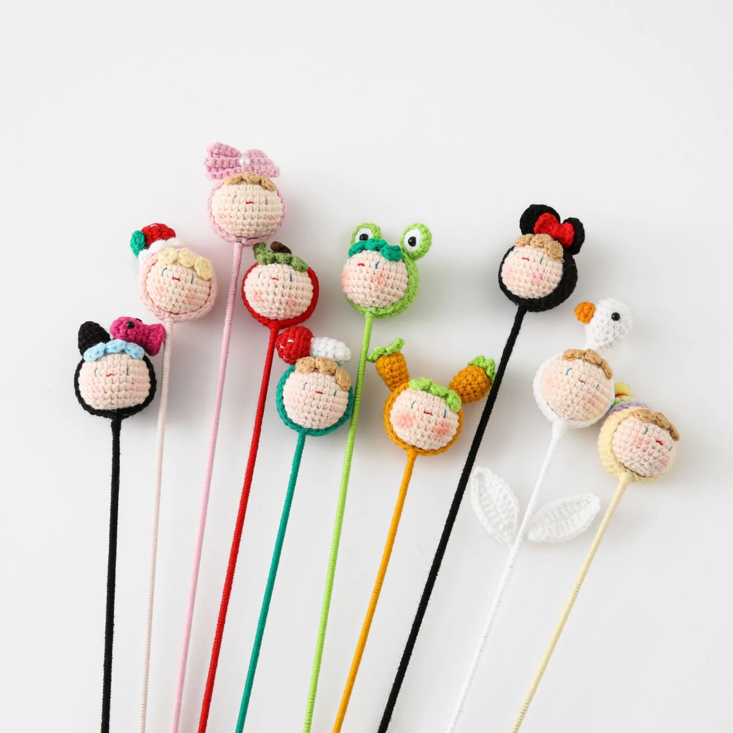 

Small Balls Flower Branches Finished Christmas Children's Day Crochet Bouquet Mini Buns, Cute Children Playful Pet Stick