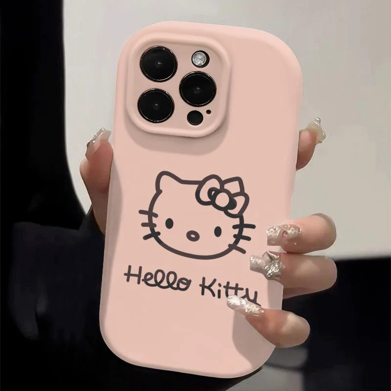 Novo kawaii sanrio olá kitty branco macio silicone anti deslizamento caso de telefone anti gota iphone 16 15 14 12 13 11 pro max alta beleza