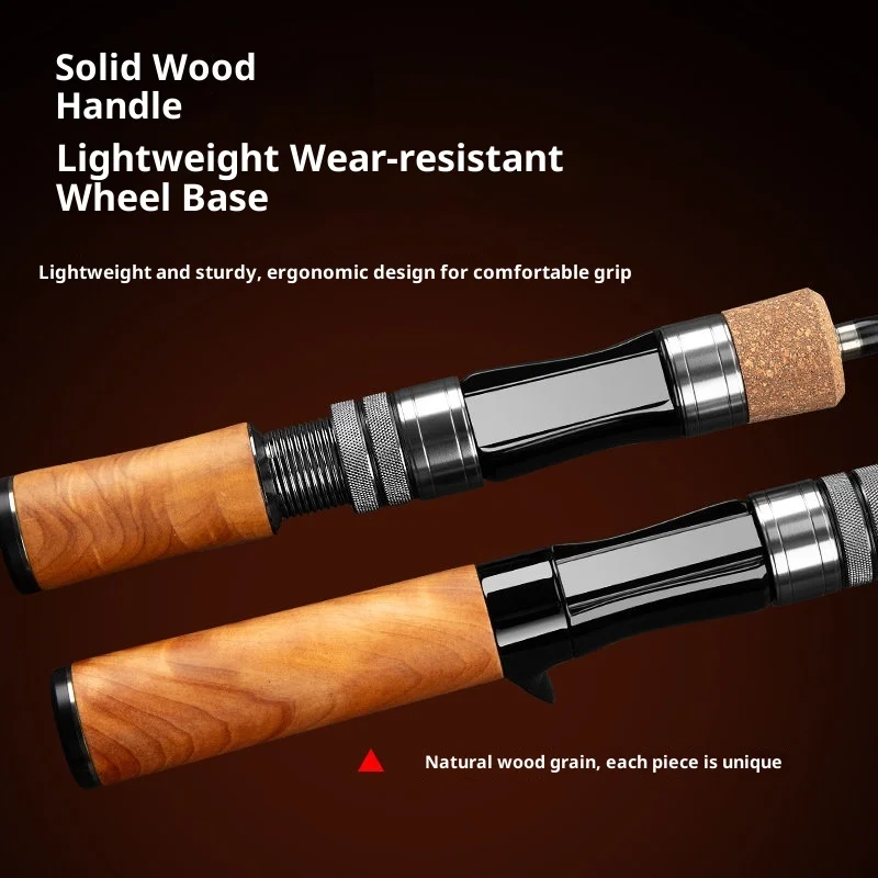 

SHENG HE UL Fast Action Trout Fishing Rod Wooden Handle Carbon Fiber Spinning Casting Rod for Micro Lures