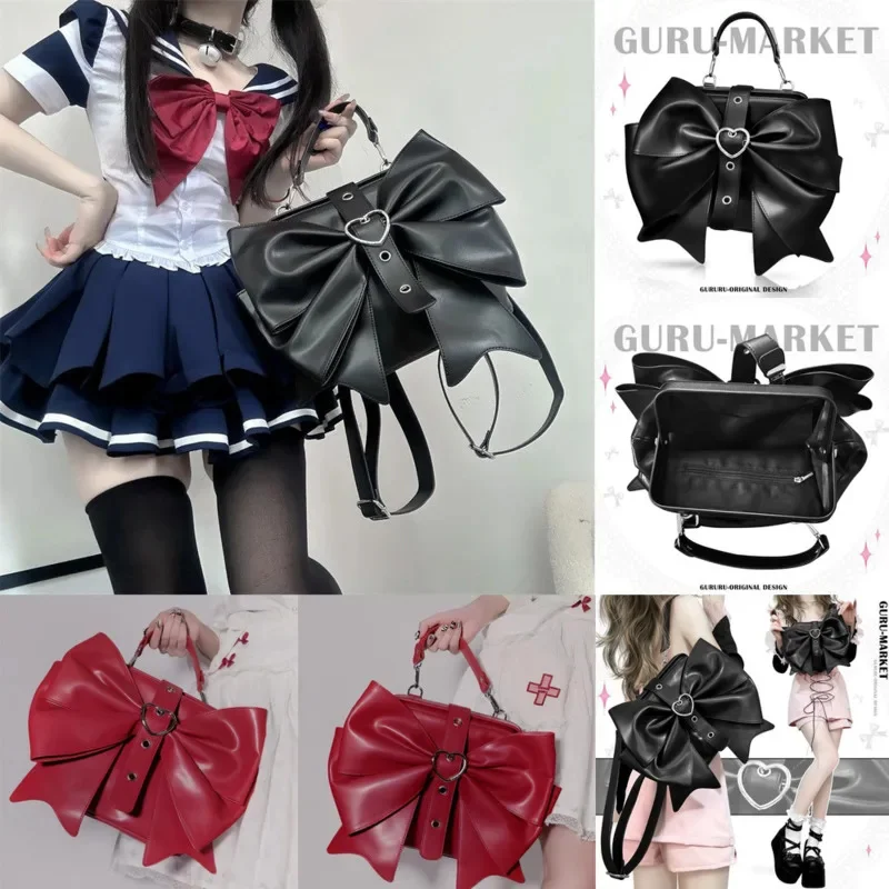 Y2K Bow Tote Bag Itabag Sweet Kawaii Shoulder Bag Handbag High Capacity Student Girl High Street Tote Bag Cute Backpack Handbag