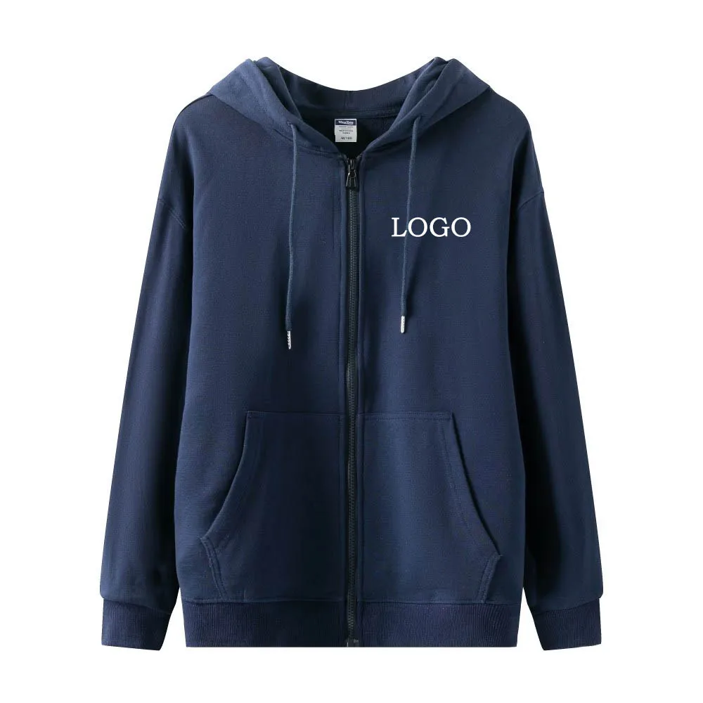 

Fall Winter Zipper Up Hoodies Jacket Men Women 87% Cotton 300gsm Plain Heavy Hoodie High Quality Custom Logo Print Hoodie