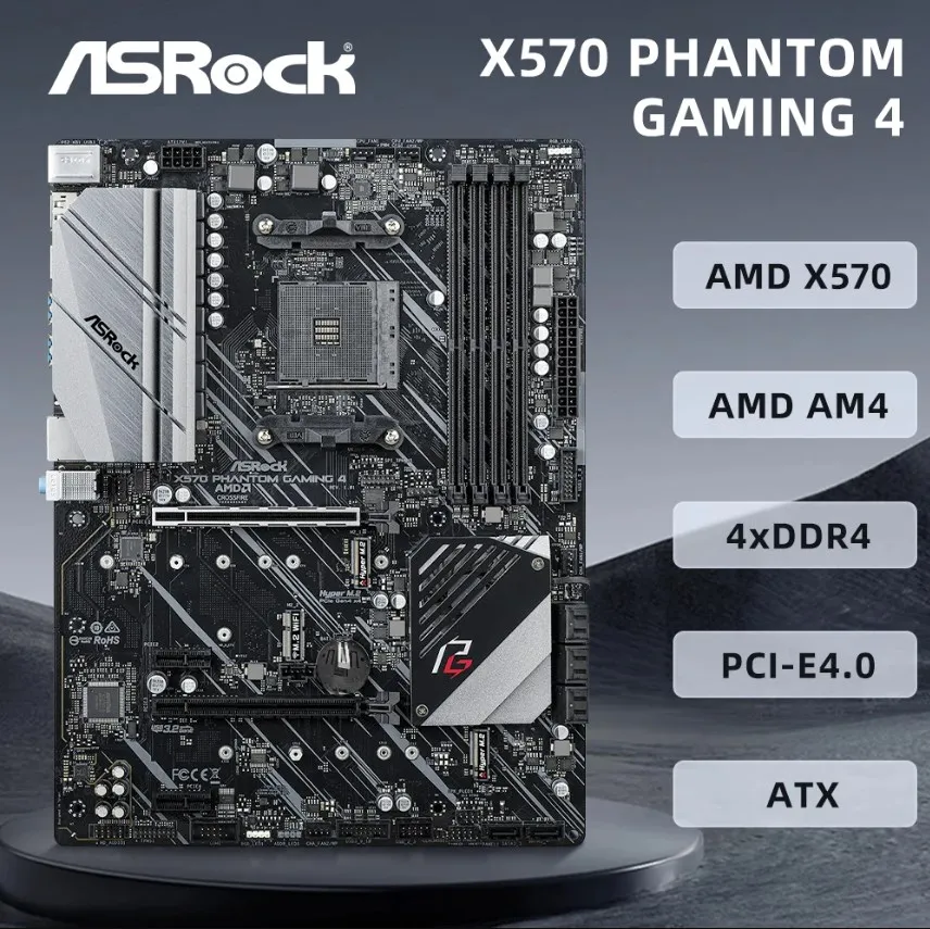 

ASRock X570 PHANTOM GAMING 4 Motherboard Support AMD Socket AM4 Ryzen 9 5950X Ryzen 7 5700X3D 3800X CPU AMD X570 4xDDR4 HDMI ATX