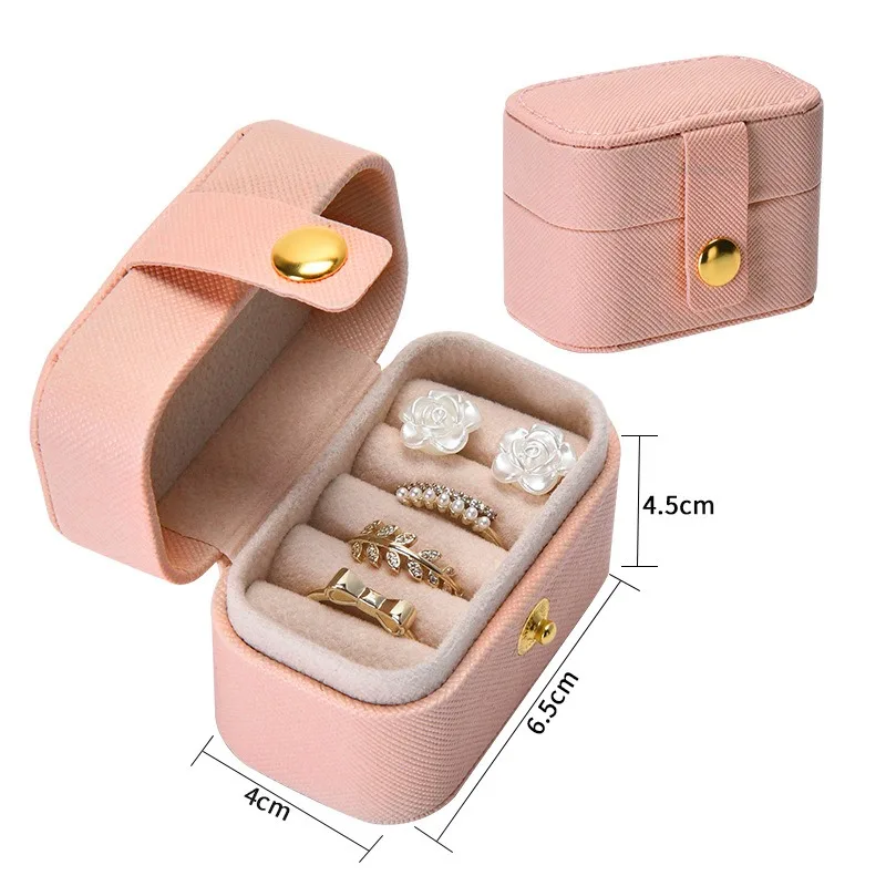 ‌Mini Jewelry Storage Box - Waterproof Organizer Case with Snap Closure(Specialized Slots for Rings/Earrings/Pins &Travel Ready)