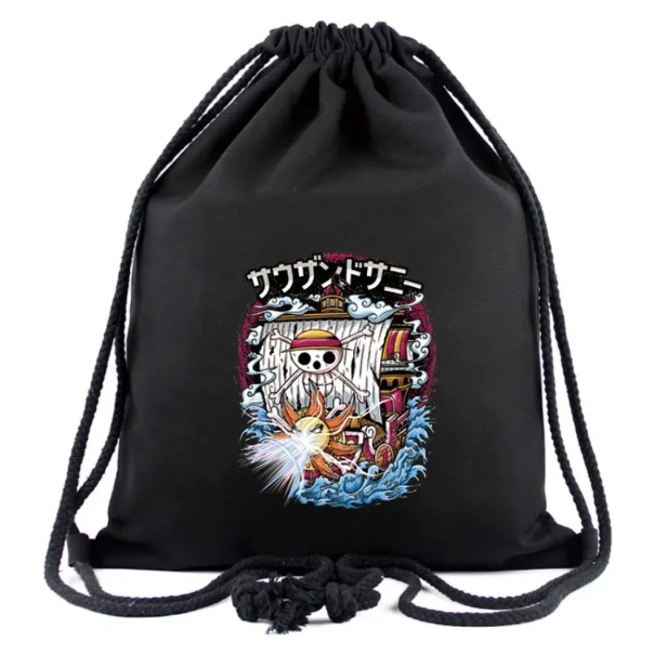 2026 new best-selling One Piece backpack cartoon Luffy Sauron drawstring pocket Oxford cloth backpack storage bag  anime figure - view 4