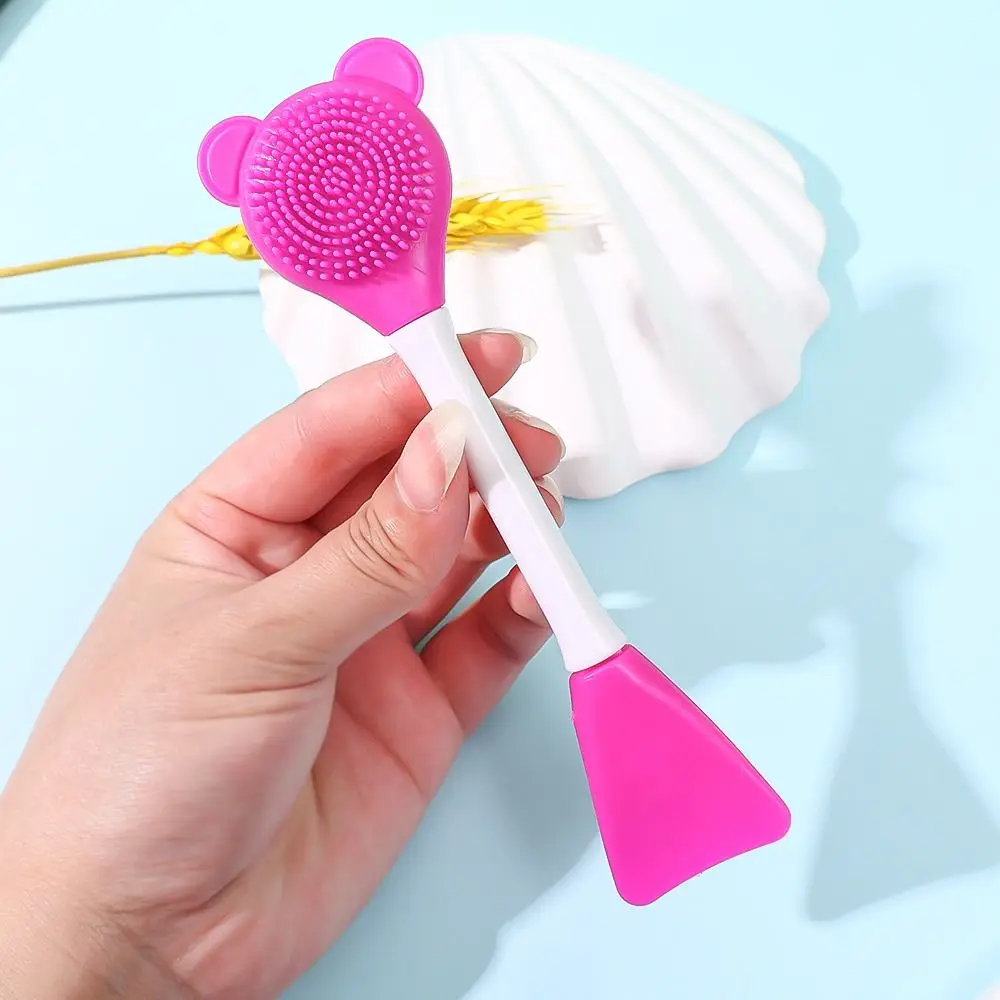 Brosse à double tête en silicone pour masque facial, applicateur, cuillère, spatule, anciers d'arrête, nettoyage de la peau du visage, outils de maquillage à domicile, soins pour femmes