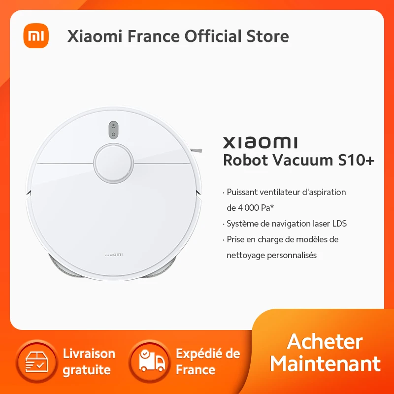 [Official] Xiaomi Robot Vacuum S10 Plus Robot Vacuum S10+, Aspiration en profondeur, Lavage