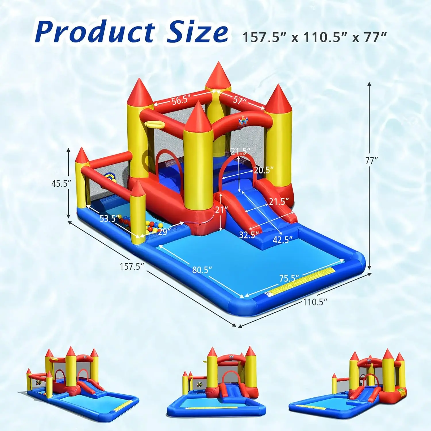 Tobogán de agua inflable para niños, casa de rebote, interior y exterior, soplador de 480w