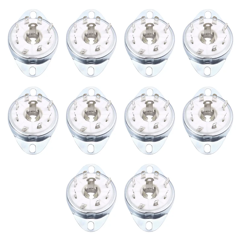 

Y45A-10Pcs 8PIN K8A Octal Tube Socket Valve Base For EBL21 ECH21 4P1S 5B254 7N7 4J1S