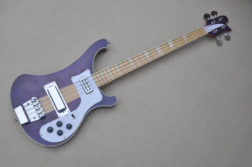 

Purple Body 4 strings Electric Bass Guitar with Chrome Hardware,Neck Through Body,Provide customization